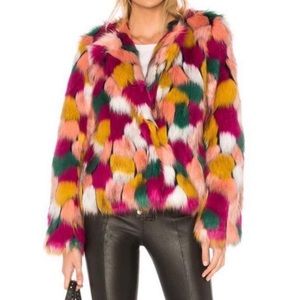 Multi colored faux fur coat